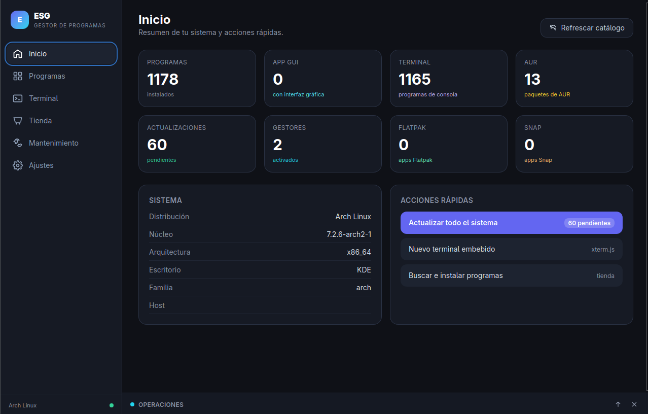 ESG — Gestor de programas Linux